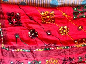 Vibrant Red Embroidered Dupatta