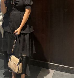 Elegant Black Tiered Midi Dress