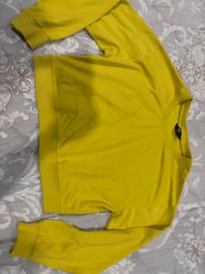 Yellow Cropped Sweatshirt