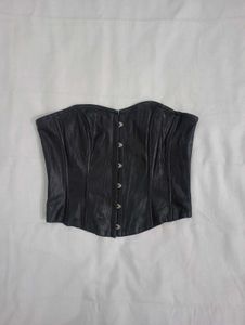 Black Faux Leather Corset Top