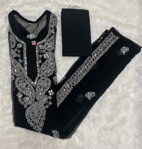 Elegant Black Embroidered Kurta Set