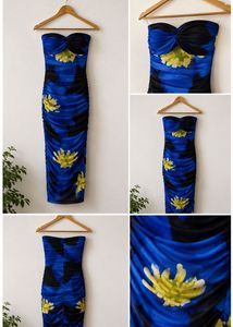 Stunning Strapless Ruched Tulle Floral Dress