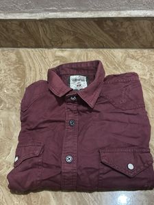 Men's Maroon Casual Shirt