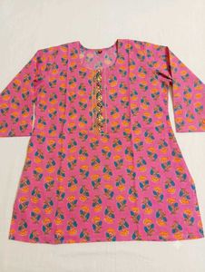 Pink Floral kurti (size - L)