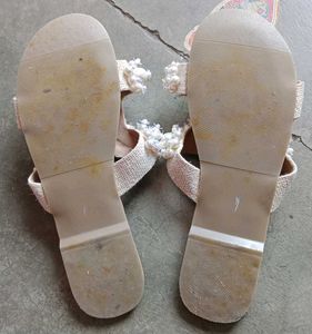 Women's Embellished Pearl Slides/Flats