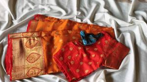 Elegant Orange Silk Saree with Golden Zari