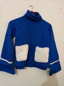 Imported New Blue Turtleneck Sweater