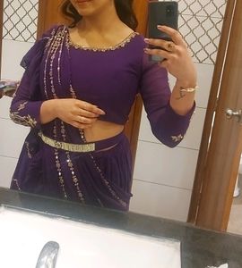 Purple Ready To Wear Georgette Heavy Saree