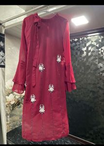 Maroon Embroidered Kurta