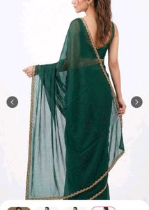 Elegant Emerald Green Saree with blouse peice
