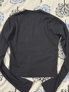 Ribbed Square Neck Long Sleeve Top