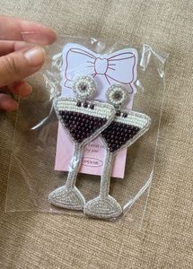 Beaded Martini Glass Earrings