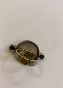 New Karam Symbol Brass Ring with Green Stones