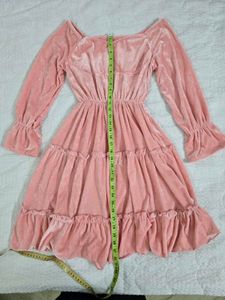 Pink Velvet Tiered Dress bust 34~36