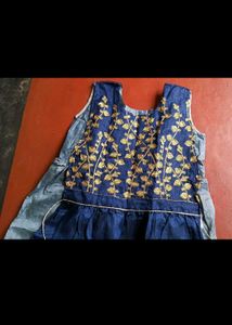 Elegant Blue Embroidered Ethnic Gown