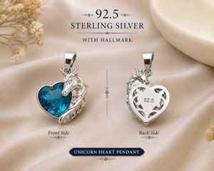 Sterling Silver Unicorn Heart Pendant