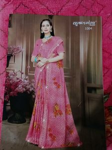 Krishna Ganga Pink Floral Saree