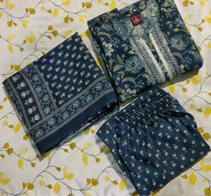 Blue Cotton Kurta Set