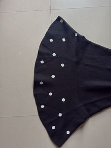Black Polka Dot Flared Knit Skirt