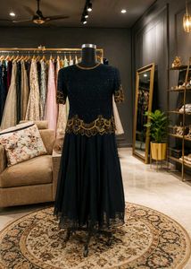 Elegant Navy Blue Embellished Gown