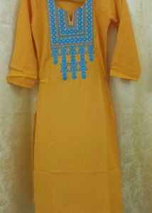 Embroidered Yellow Kurta