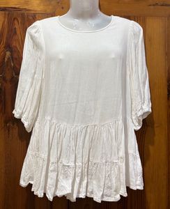 White Ruffled Tiered Tunic Top