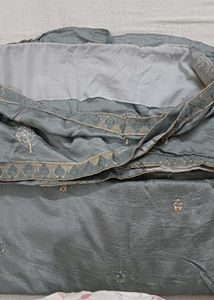 Embroidered Grey Saree