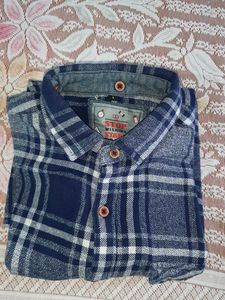 Blue & White Plaid Flannel Shirt