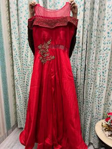 A red colour Ball gown