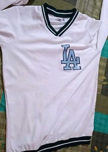 LA Baseball Style V-Neck Korean oversize t shirt