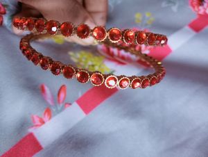Red Colour Kundan Bangles
