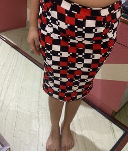 Red Black Check Skirt