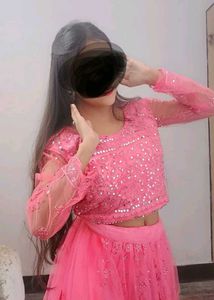 Elegant Pink Sequins Lehenga Choli Set