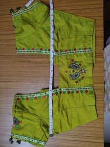 Embroidered Silk Blouse olive green
