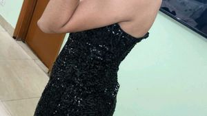 Sparkly Black Strapless Mini Dress