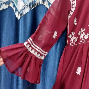 Maroon Embroidered Anarkali Style Gown