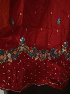 Vibrant Red Embroidered Kurta Set