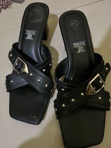 Stylish Black Studded Heeled Sandals
