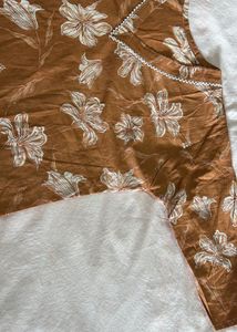 Brown Floral Print Kurta