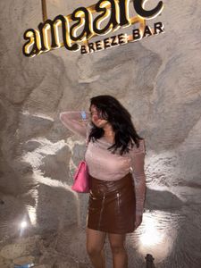 Sparkly Long Sleeve Top 250 rs with Leather Skirt