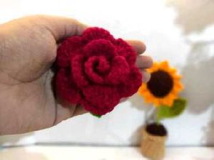 Handmade Crochet Rose Keychains (Set of 3)