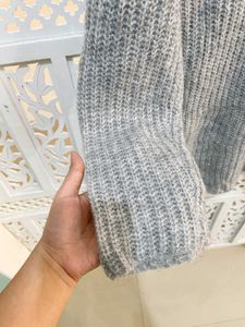 Spirit Crochet Shinny Silver Turtle Neck Oversized