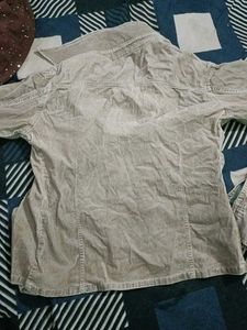 Classic Beige Fitted Corduroy Shirt for Women