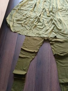 Olive Green Embroidered Kurta ( L size )