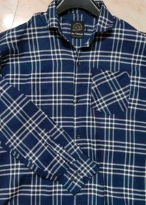 Navy Blue Checkered Casual Shirt –