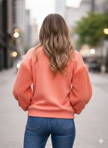 Fuzzy Trim Pullover