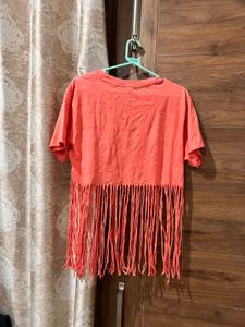 Fringed Crop Top with Summer Graphic