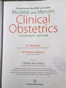 Mudaliar and Menon's Clinical Obstetrics 13th Ed.