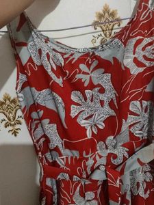 Stylish Red Floral Midi Dress