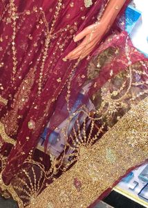 Stunning Maroon Embellished Lehenga dupatta